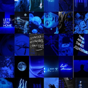 110 PCS Neon Blue Wall Collage Kit Dark Blue Photo Collage - Etsy