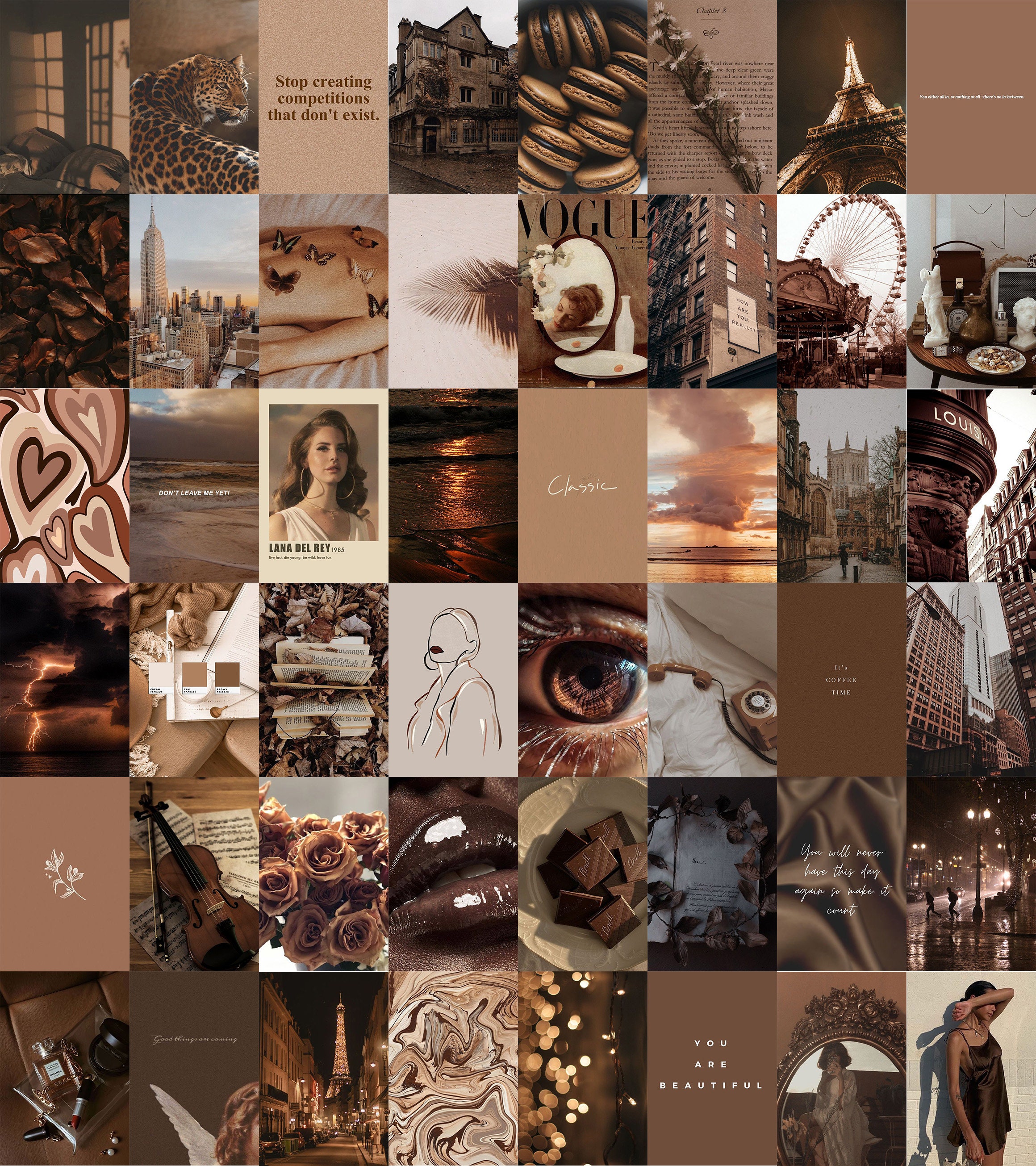 Brown Aesthetic Wall Collage Kit Nude Wall Photo Kit Boujee - Etsy ...