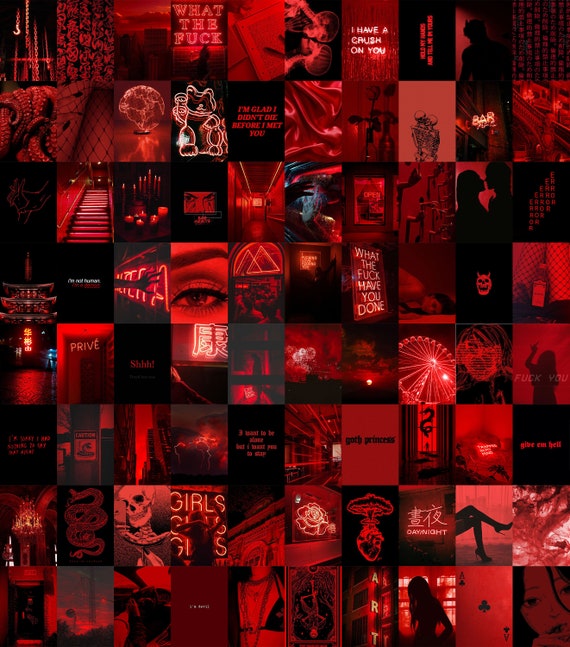 Red Wall Collage Kit Aesthetic Grunge Tumblr Decor Digital Etsy
