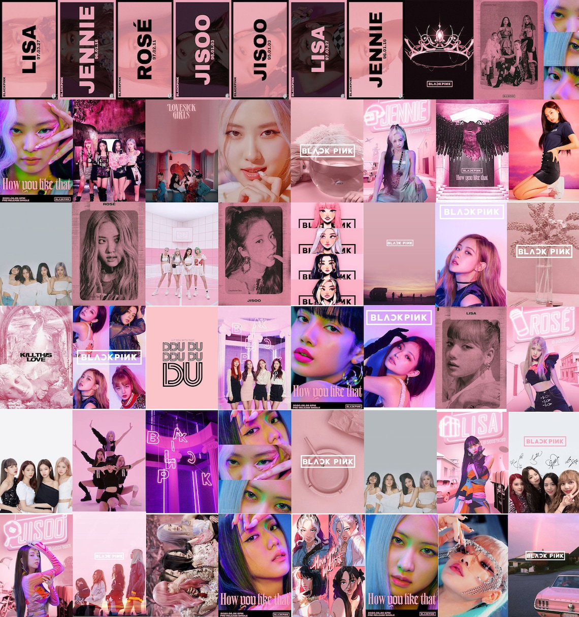 BLACKPINK Wall Collage Kit Pink Decor Tumblr KPOP A5 Size Etsy
