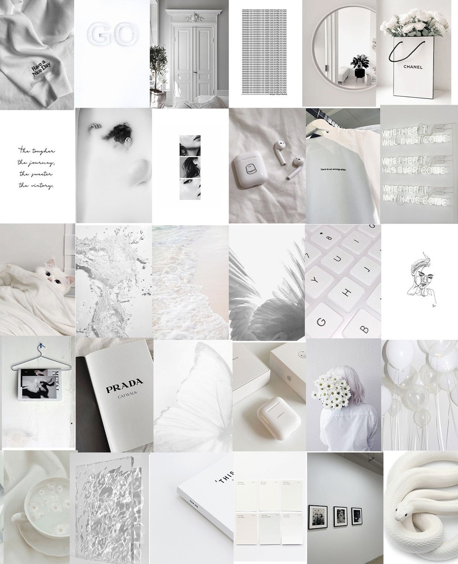 100 PCS White Wall Collage Kit White Clean Aesthetic Photo Etsy Canada