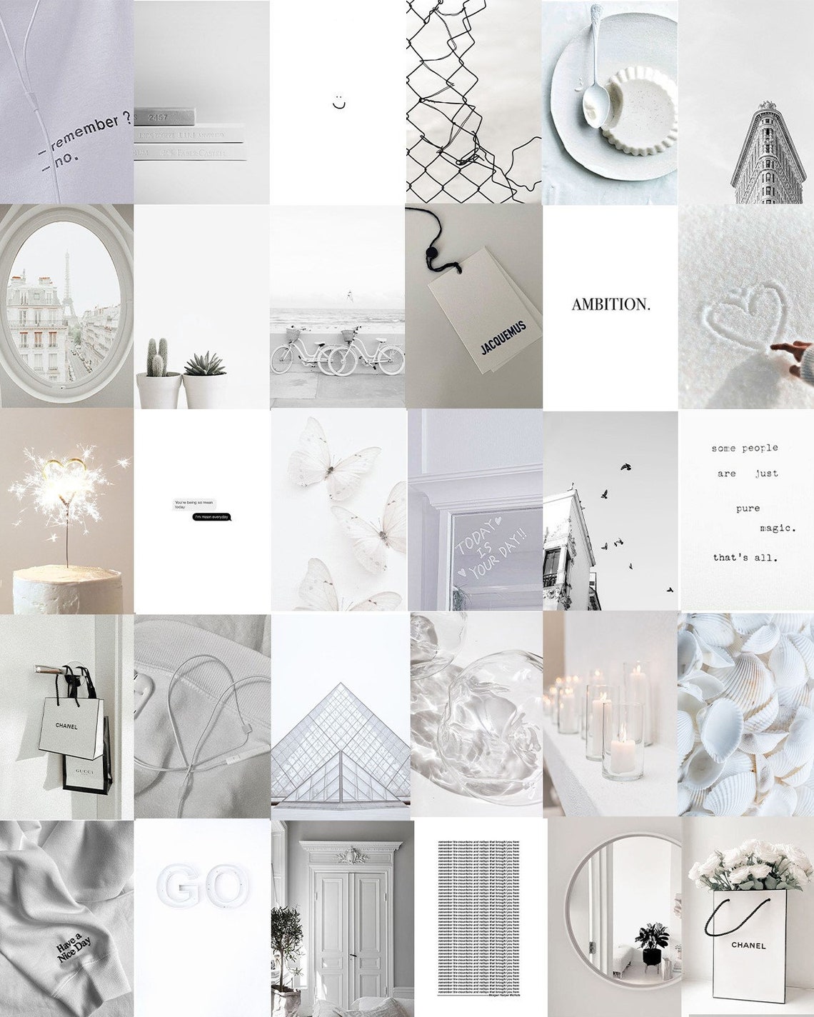 100 PCS White Wall Collage Kit White Clean Aesthetic Photo Etsy Canada