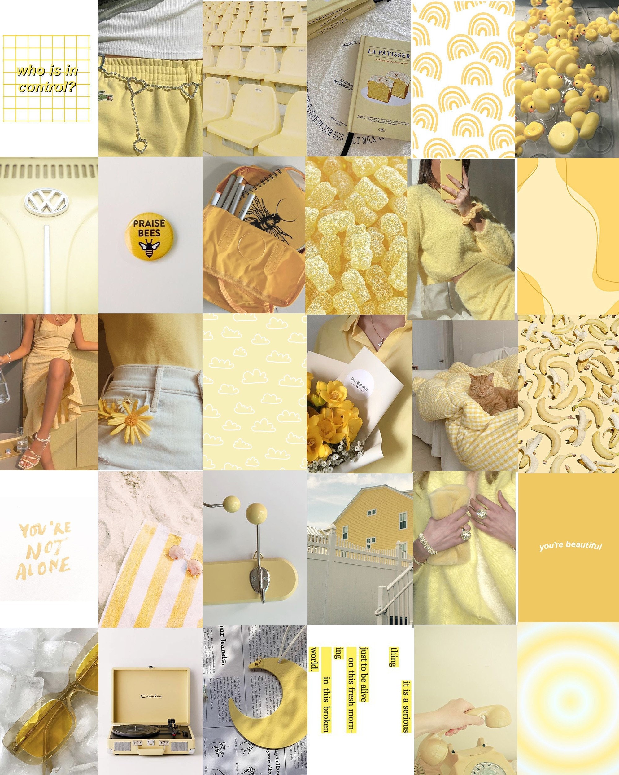100 PCS Pastel Yellow Aesthetic Wall Collage Kit Yellow - Etsy