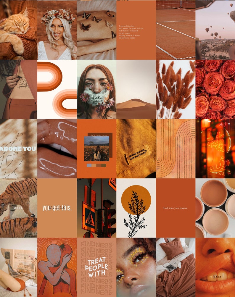 100 PCS Rust Wall Collage Kit Burnt Orange Aesthetic Photo - Etsy