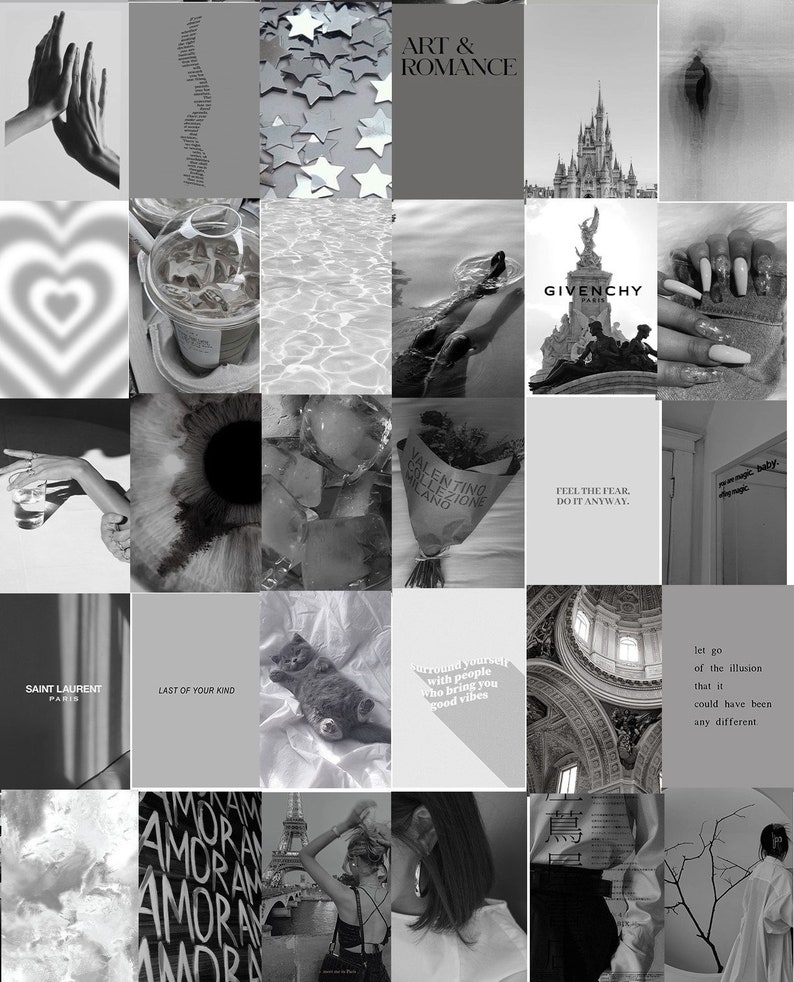 108 PCS Grey Wall Collage Kit Grey Aesthetic Photo Collage Etsy