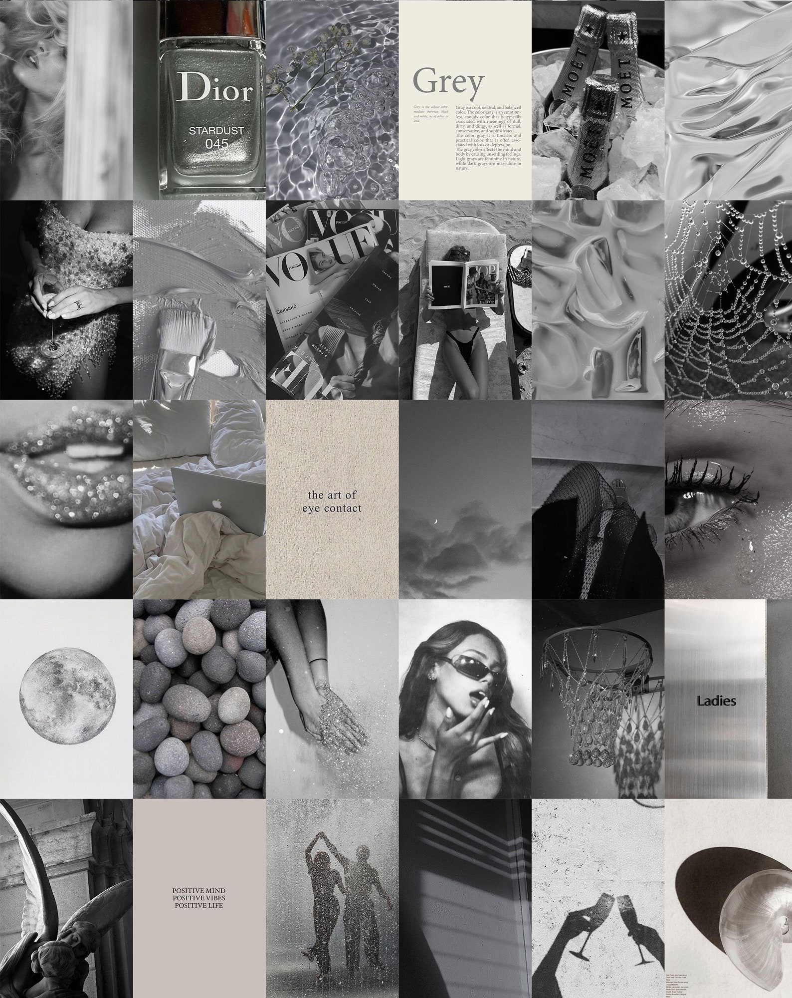 100 PCS Grey Aesthetic Wall Collage Kit Boujee Photo Etsy