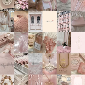 100 PCS Pink Parisian Wall Collage Kit Pink Aesthetic Photo Collage ...