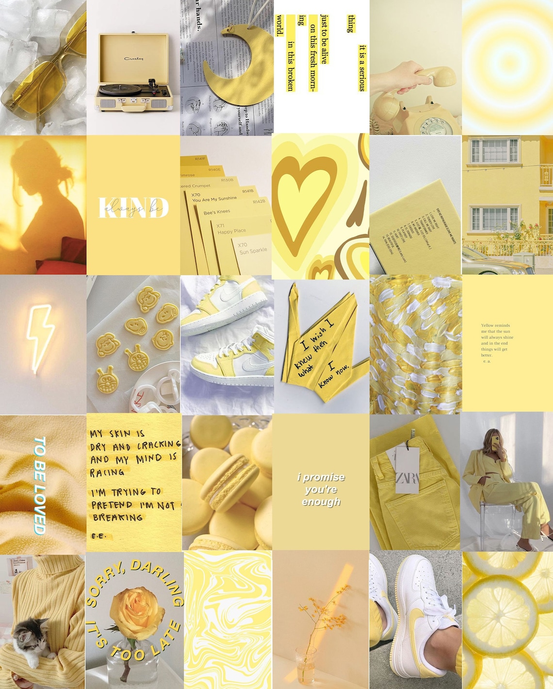 100 PCS Pastel Yellow Aesthetic Wall Collage Kit Yellow - Etsy