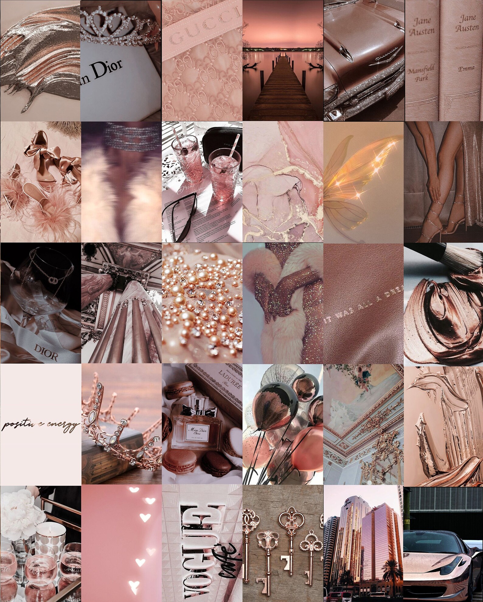 100 PCS Rose Gold Wall Collage Kit Dusty Rose Pink Art Etsy