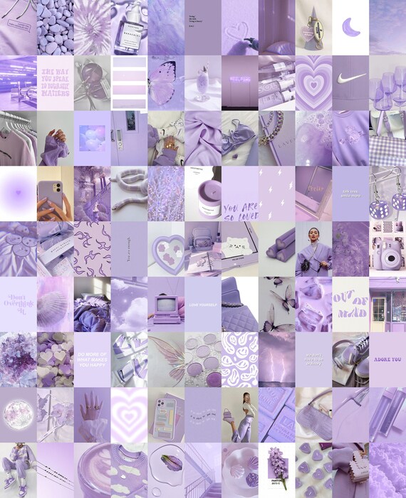 100 PCS Purple Aesthetic Wall Collage Kit Pastel Purple - Etsy Australia