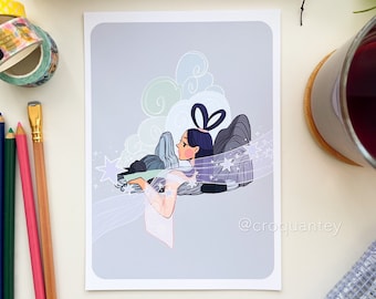 Onsen Postcard Cute Art Print - Digital Illustration Print - Cute Art Print
