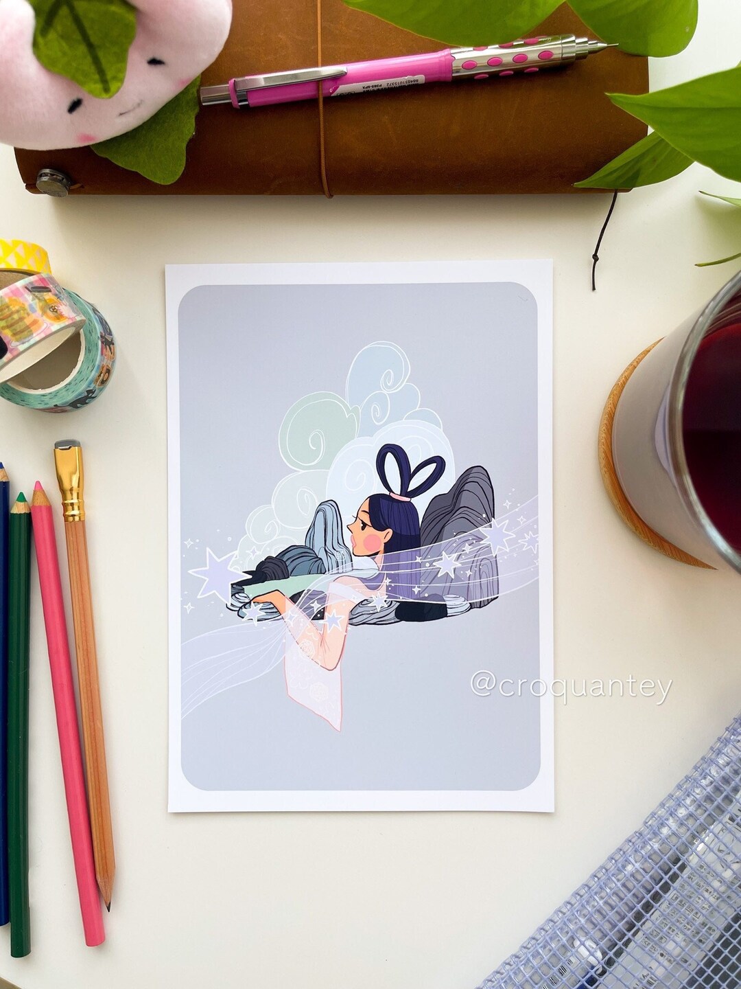 Onsen Postcard Cute Art Print Digital Illustration Print Cute Art Print