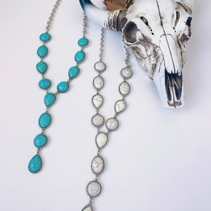 WESTERN Y NECKLACE / semi piedra Turquesa o blanco / howdy rodeo nashville punchy Southwestern Jewelry Western