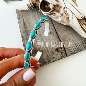 TURQUOISE STONE BRACELET | Western Turquoise Stackable Bracelet Natural Stone Cuff Bracelet