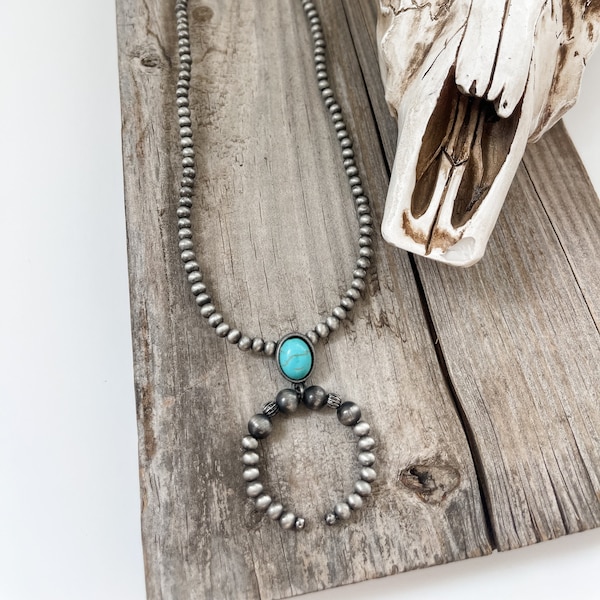 SQUASH BLOSSOM NECKLACE | blossom western Pendant Necklace | Turquoise Southwestern Jewelry Western