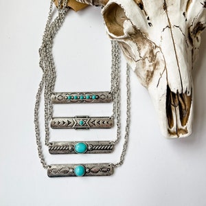 METAL BAR NECKLACE | Western Turquoise semi stone Southwestern Jewelry Western