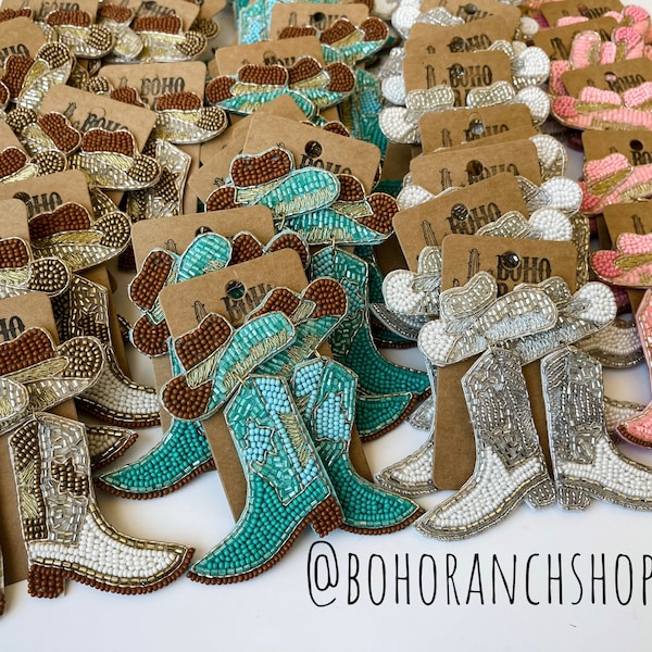 BEADED COWBOY HAT boots Earrings | Beaded Acessories Jewelry Arete Arete| gift ideas