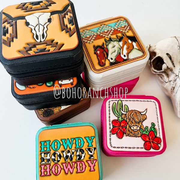 MINI JEWELRY BOX | jewelry storage box travel case  | gift idea | faux leather | punchy cowgirl