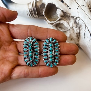 CONCHO STUD EARRINGS - turquoise Western Conch Stone Post Earring earrings | southwestern jewelry Studs | stud | jewelry navajo punchy