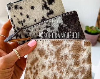 COWHIDE COIN POUCH | Genuine hair on Cowhide Change Coin Pouch | Credit Card cash Pouch Bag Holder - great gift idea | Gifts For Her Him