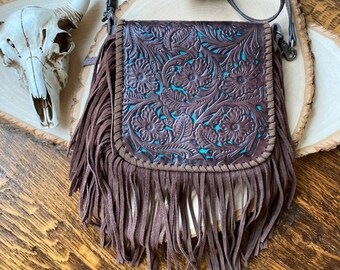 fringe leather purse