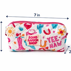 Western Zippered Pouch, Quilted Pencil Case, Makeup Bag, Pen Pouch, Cosmetic Bag, School Supplies Organizer, Cowgirl Gift, Travel Pouch image 13