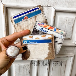 TARJETA DE CREDITO DE CUERO DE VACA / Cartera para tarjetas de crédito de cuero de vaca 100 % genuino, tarjetero, gran idea para regalo / Regalos para ella y él, unisex