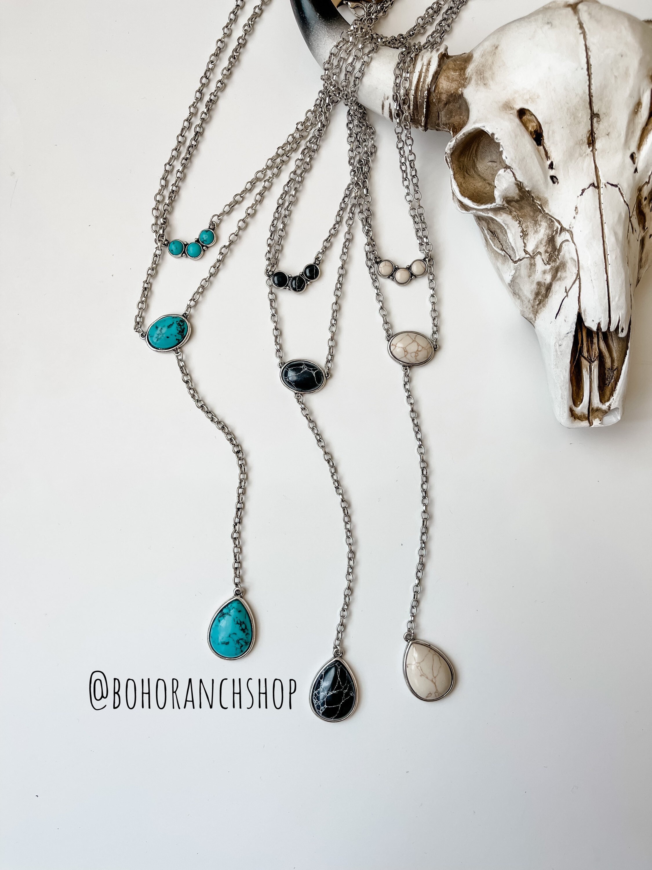 Turquoise Stone Strand Necklace Etsy