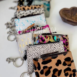 Cowhide Keychain Wallet | Genuine Hair-On Hide | Card & Cash Holder | Coin Pouch | Several Colors Available | Gifts for Her or Him | Western image 6