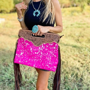 The Malibu LIMITED EDITION Pink Cowhide Fringe Purse