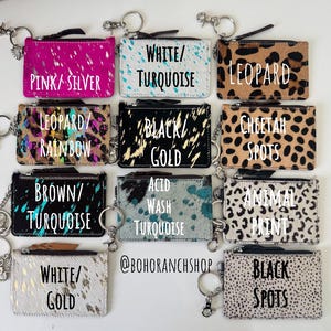 Cowhide Keychain Wallet | Genuine Hair-On Hide | Card & Cash Holder | Coin Pouch | Several Colors Available | Gifts for Her or Him | Western image 3
