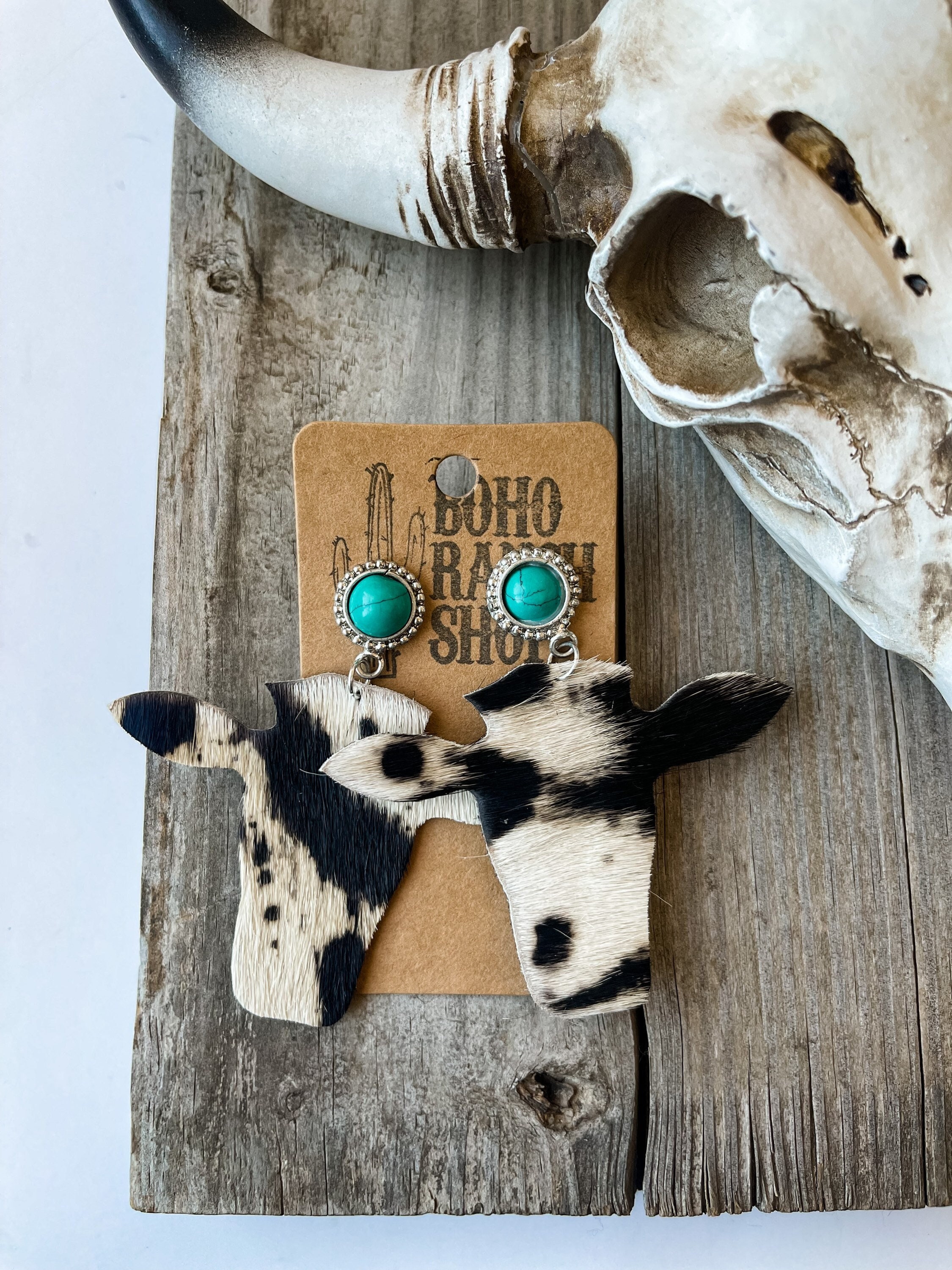 COWHIDE COWHEAD EARRINGS Genuine Hair on Cowhide Cow Head Etsy