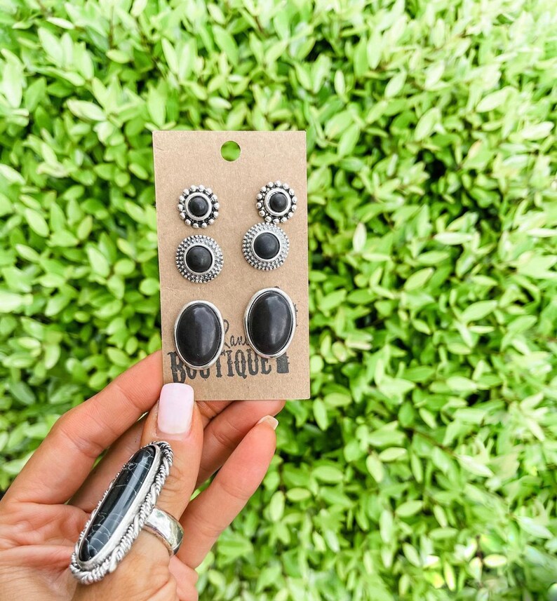 3 Pair Western Southwestern Jewelry Set Earring Earrings Studs Etsy