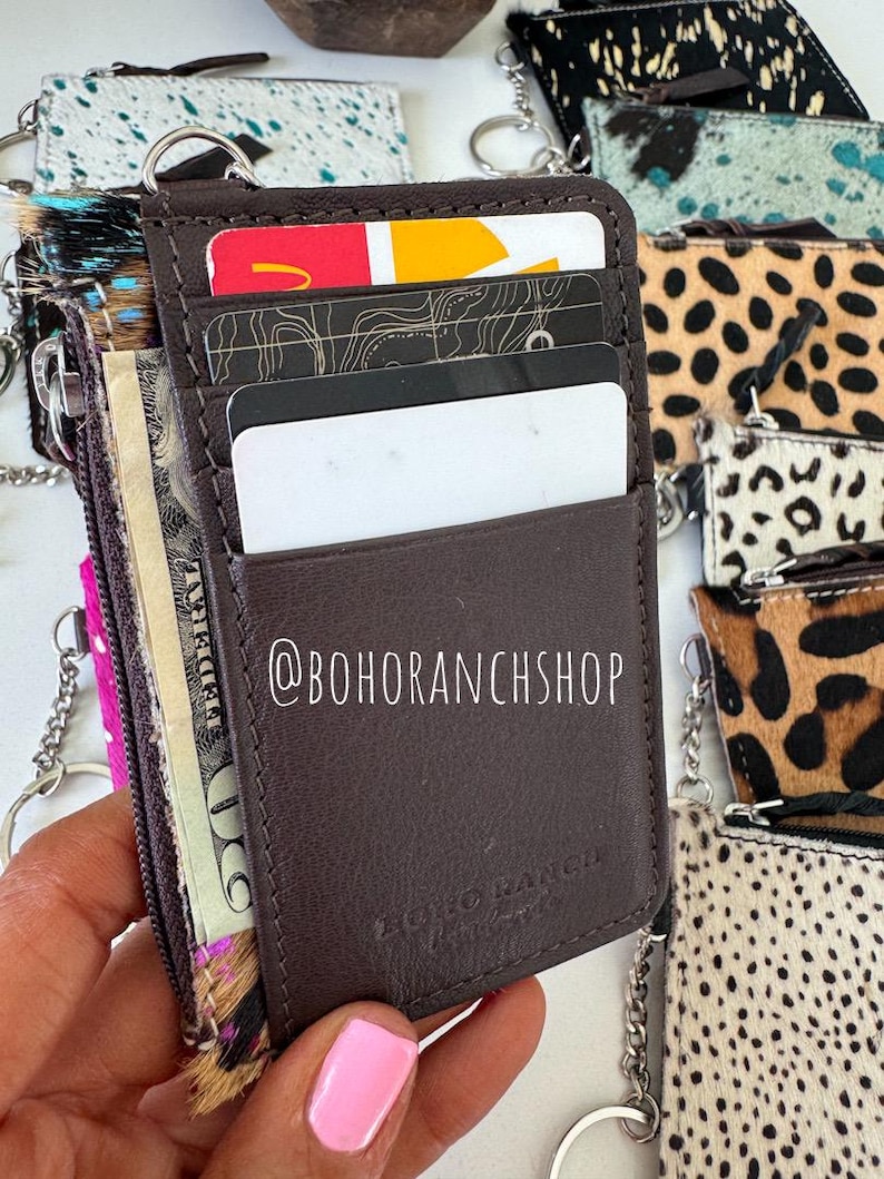 Cowhide Keychain Wallet | Genuine Hair-On Hide | Card & Cash Holder | Coin Pouch | Several Colors Available | Gifts for Her or Him | Western image 5