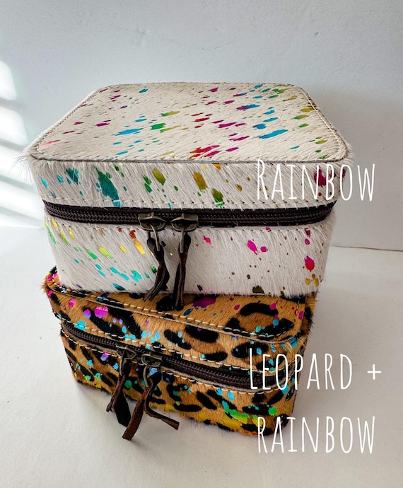 COWHIDE JEWELRY BOX | Jewelry Storage Box Travel Case | Gift