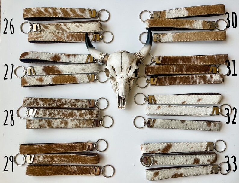 COWHIDE WRISTLET KEYCHAIN Estern Hair on Cowhide Keychain Etsy