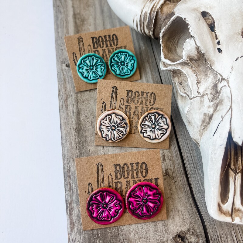 Custom Painted Leather Earrings