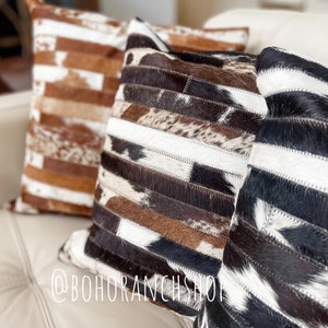 COWHIDE PILLOW COVER - pillow cover - genuine cowhide - western decor- rodeo cowgirl nfr punchy howdy