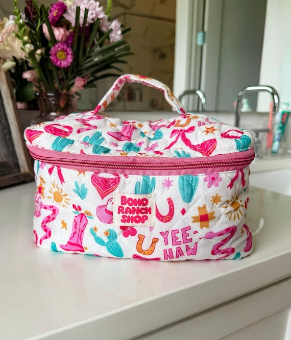 boots travel makeup bag Waterproof Cosmetic Pouch Bags with Sayings Cowboy Boots | Storage Pouch