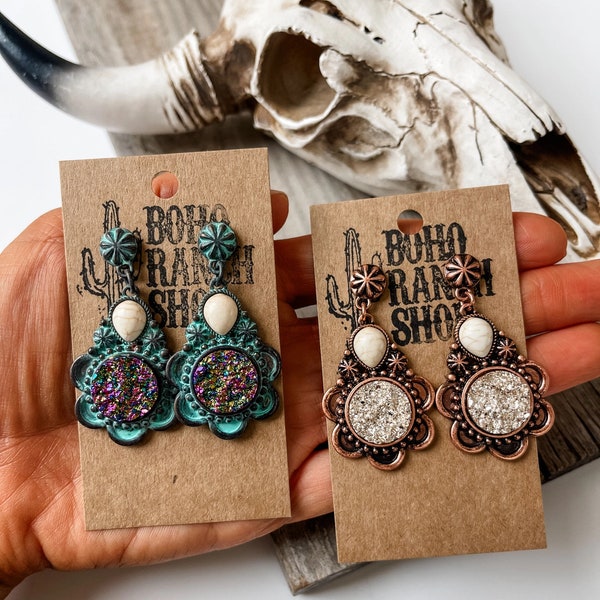 DRUZY EARRINGS | druzy Earring earrings | western southwestern jewelry earrings jewelry navajo punchy howdy