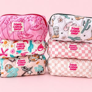 Western Zippered Pouch, Quilted Pencil Case, Makeup Bag, Pen Pouch, Cosmetic Bag, School Supplies Organizer, Cowgirl Gift, Travel Pouch image 16