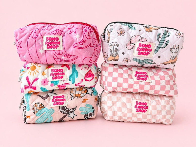 Western Zippered Pouch, Quilted Pencil Case, Makeup Bag, Pen Pouch, Cosmetic Bag, School Supplies Organizer, Cowgirl Gift, Travel Pouch image 16