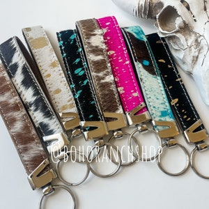 COWHIDE WRISTLET KEYCHAIN western hair on cowhide keychain | key chain  | leather hairon cowhide cowhide llavero punchy gift idea