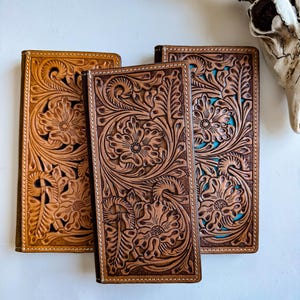 TEXAS LEATHER WALLET Genuine Tooled Leather | Bifold Tooling Western ...