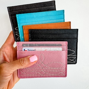 TARJETA DE CREDITO DE CUERO / BOOT COST - Cartera para tarjetas de crédito 100 % de cuero genuino, tarjetero - idea de regalo / Regalos para ella y él, unisex