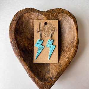 LIGHTNING BOLT DANGLE earrings Thunder bolt Earrings Earring | turquoise white southwestern jewelry earrings jewelry punchy rodeo