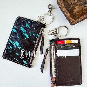 Cowhide Keychain Wallet | Genuine Hair-On Hide | Card & Cash Holder | Coin Pouch | Several Colors Available | Gifts for Her or Him | Western image 8