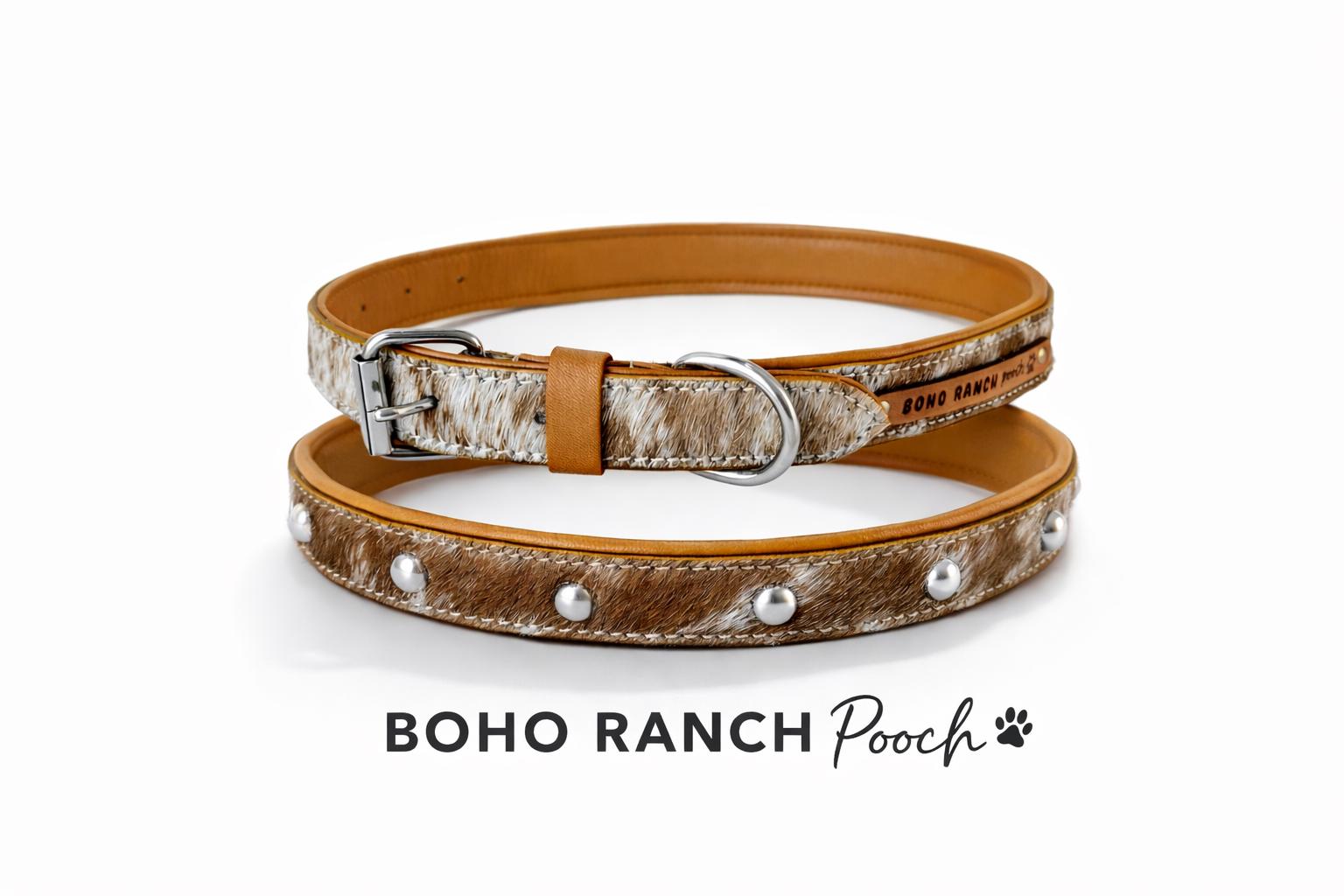 Genuine Cowhide Dog Collar, Western Leather Dog Collar, Handmade Cowhide Collar, Adjustable Pet Collar, Rustic Ranch Dog Collar
