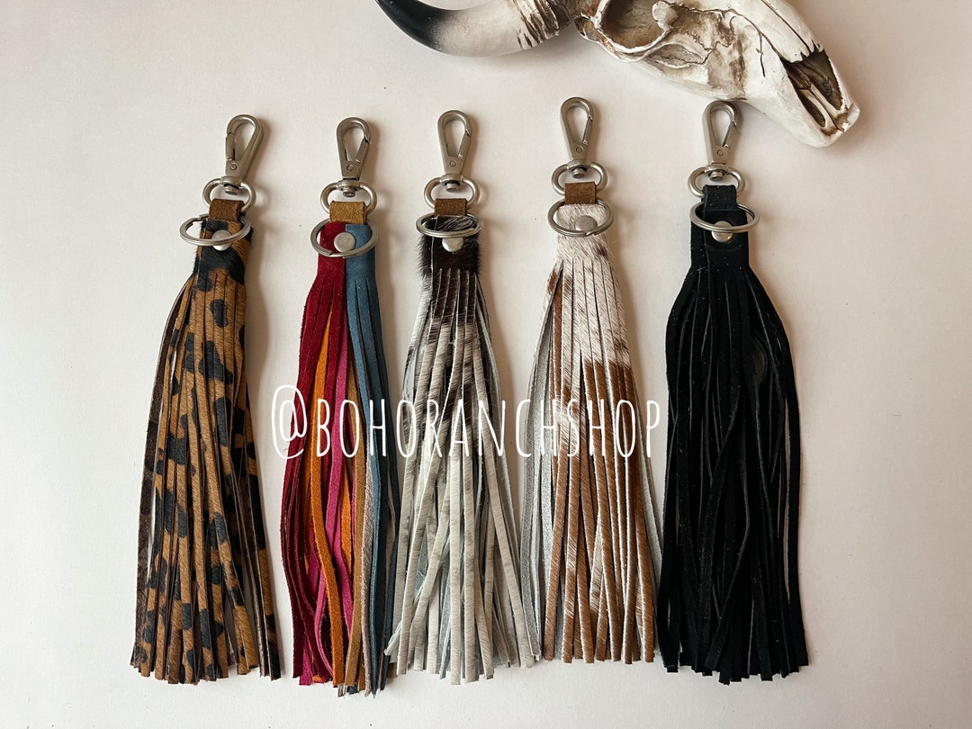 LEATHER FRINGE KEYCHAIN Tassel Fringe Keychain Purse Charm Etsy