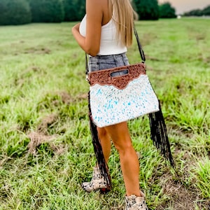 THE MAGGIE - TOOLED cuero occidental cuero flecos borla crossbody / crossbody Messenger bolso bolso Western Rodeo
